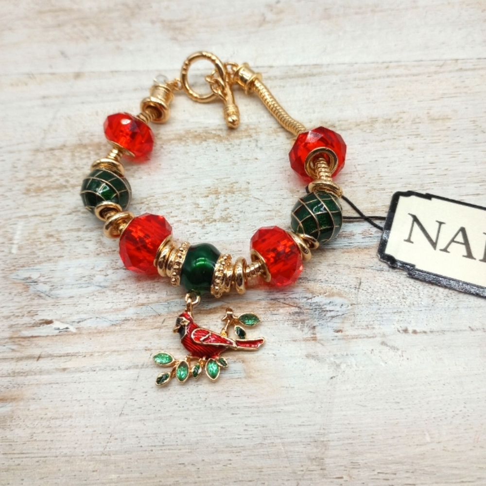 Napier Christmas Cardinal Charm Bracelet
